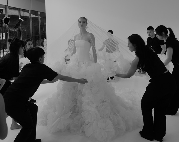Photo of the model wearing a bridal gown