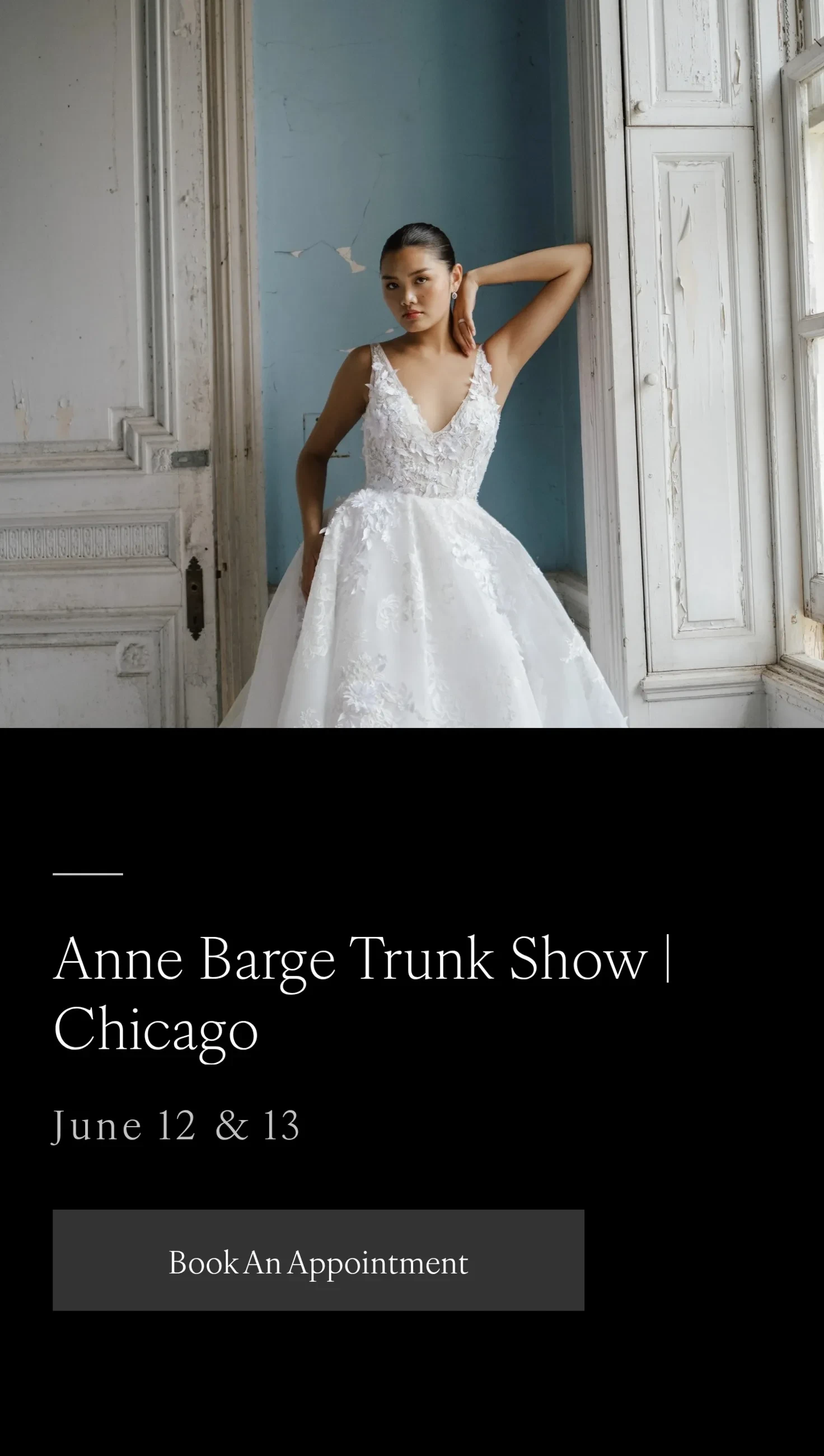 Model wearing Anne Barge Trunk Show mobile banner